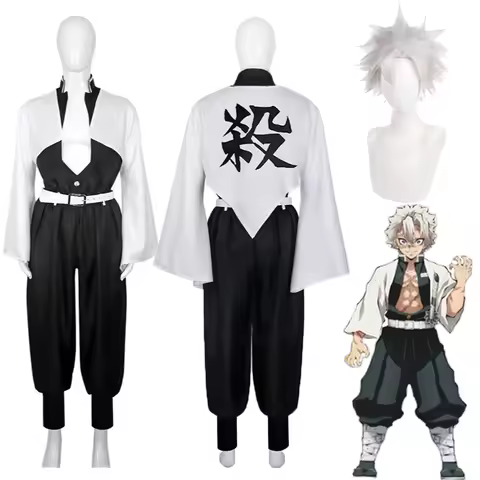 Anime Demon Slayer Shinazugawa Sanemi Cosplay Costume Wig Kimetsu No Yaiba Uniforme Halloween Carniv