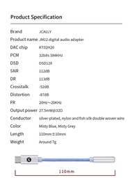 Girftu JCALLY JM12 Type C USB C DAC Chip KT02H20 DSD128 Silver-Plated Conductor Digital Audio Adapte