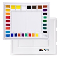 MEEDEN Ceramic Watercolor Palette: 33-Well Large Empty Professional Porcelain Paint Palette with Lid