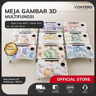 Votero Portable Folding Children's Study Table with Cute Cartoon Characters 3D ComfortableYANG BD03-