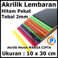 Acrylic Akrilik Mika Lembaran Ukuran 10 x 30 cm Tebal 2mm Hitam Pekat