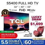 New | TCL S5400 Best Value Full HD Smart TV 32 40 43 Inch | Android TV | Google TV | Smart Flat Screen TV | Micro Dimming| Dolby Audio | HDR | Chromecast