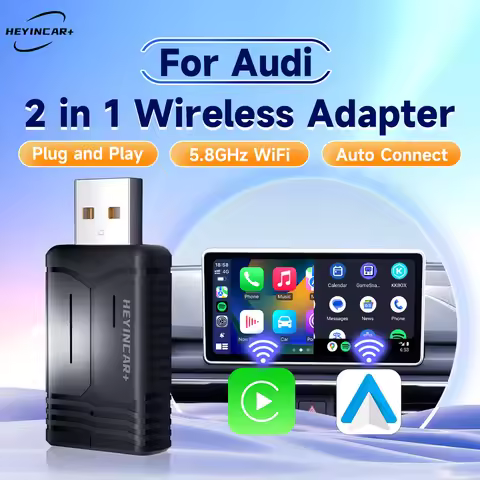 2025 New HEYINCAR 2in1 Wireless Android Auto Adapter Carplay For Audi A3 A4 A5 A6 A7 A8 Q3 Q4 Q5 Q6 