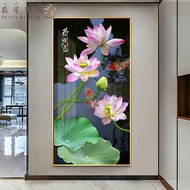 New Chinese Style Light Luxury Hanging Picture Vertical Plate porch Decoration Picture Lotus Fish Pi