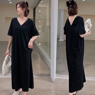 ** MoDa.Q Medium Large Size * [P791] Front And Back V-Neck Split Style One-Piece Dress