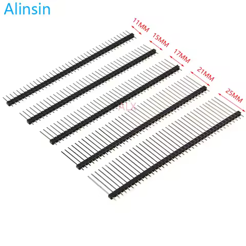10PCS 1X40 Pin Single Row MALE 2.54MM PITCH 11MM/15MM/17MM/21MM/25MM LONG PIN Header connector Strip