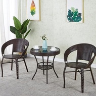 Balcony table and chair combination rattan chair three-piece set small table coffee table outdoor le
