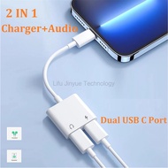 LIKAIYUE Type-C/Dual TypeC jack Charging Aux Cable 2in1 Audio Adapter USB C to 3.5 mm Jack For Samsu