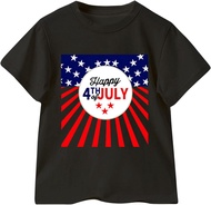 MEIBAN 4th of July Toddler Boys 4th of July Text Print T Shirts American Flag Shirt Kids Independence (Black, 7-8 Years)