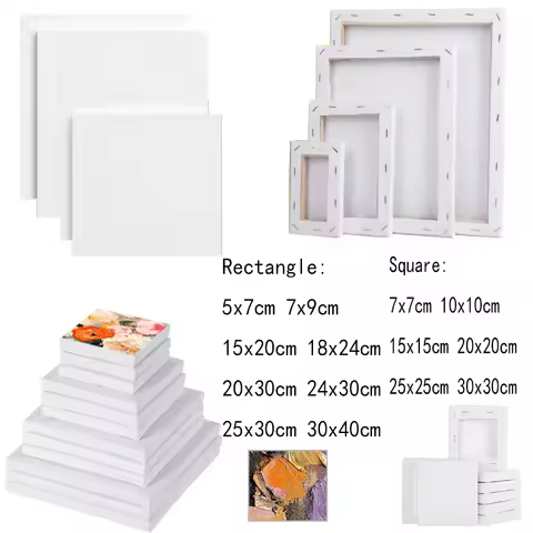 1/10pcs White Blank Square Artist Canvas Wooden Board Frame Cotton Artist Canvas Boards for Oil Pain