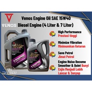 VENOS ENGINE OIL 15W40 API CI4 SM (4 LITER & 7 LITER)