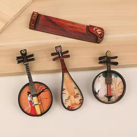 1:12 Dollhouse Pipa Guzheng Guqin Model Dollhouse Mini Figurines National Musical Instrument Decorat