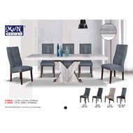 TSM16 C-MJ56 1+8 Seater Grade A Italy Marble Dining Set With High Quality Turkey Fabric Cushion Chair / Dining Table / D