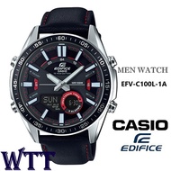 CASIO EDIFICE ORIGINAL EFV-C100L-1A CHRONOGRAPH LEATHER MEN WATCH JAM TANGAN LELAKI CASIO ORIGINAL C