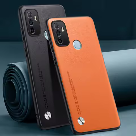 Shockproof PU Leather Case For OPPO A53 A53S Protective Cover Luxury Matte Silicone Phone Case For O