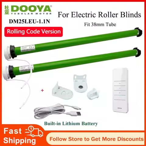 DOOYA Tubular Motor built-in li battery Motor DM25LEU for Rolling Blinds RF433 Emitter Control for 3