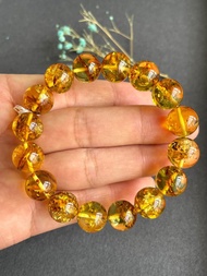 天然花珀大珠手鏈 顆顆爆花閃亮無敵 珠子直徑12.8mm左右重18.3克