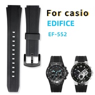 ﹍∈ สีดำสายนาฬิกาเรซิ่นสำหรับ CASIO Edifice 5119 EF-552 EF-552D 25x20 มม. ปากนูนสายยางกันน้ำสร้อยข้อมือซิลิโคน