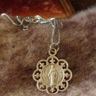 古董法國聖母信仰教堂十字架耶穌基督銀色雙面項鍊 1921年