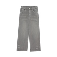 Fashion Faded Loose Straight Gray Jeans
