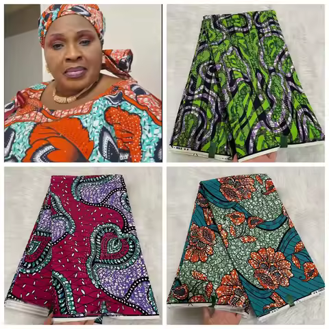 Nigerian Veritable Dutch Wax High Quality Ankara Fabrics African Real Wax With Stones 6 Yards Garmen