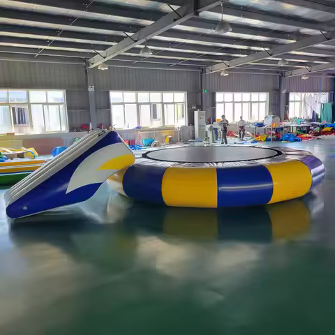 Water inflatable trampoline park slide pvc tarpauline water toys durabe with slide diameter 2m 3m 4m