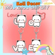 DIY Double Name Letter Cute Bear Keychain Bestie Friend Keychain Gift Supplies