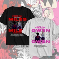 Spiderman Miles Morales & Gwen Stacy White T-Shirt || Spiderman Miles Morales Couple T-Shirt