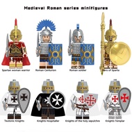 Lego Medieval Roman Series Minifigures, Knight Spartan Warriors Templar Minifigure Education Toys Boys Girls Collection