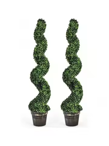 4ft Faux Boxwood Topiary Tree Spiral Sun-Protected
