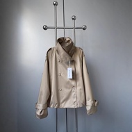 HBI9 Acne Early Autumn Double Breasted Short Windbreaker Jacket for Women