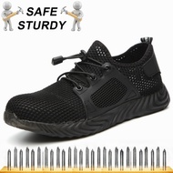 SAFE STURDY Safety Shoes Safety Boots Safty Shoes For Men Sport Jogger Summer Labor Insurance Shoes Lightweight Breathable Flying Woven Safety Shoes Anti-Piercing Electrical Insulation Work Boots Steel Baotou Work Safety Boots Men