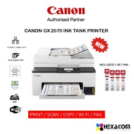 Canon MAXIFY Wireless GX2070 Printer - Print Scan Copy Fax WiFi - GI-75 BK CMY - All Pigment Inks - 