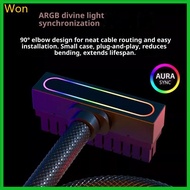 Won 90 Degree Angled 24Pin Extension Cable ARGB Motherboard Power Supply Cable ARGB