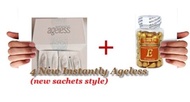 Bundle Set of 4 sachets of Jeunesse Instantly Ageless Botox Without the Needles anti-wrinkle microcream | Plus 1 Royal Jelly Vitamin-E Skin Oil 90 Gel, Moisture Complex Facial Oil Capsules, FRESH Good