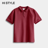 HI STYLE Men Plain Short Sleeve Polo - Maroon - HSA610070