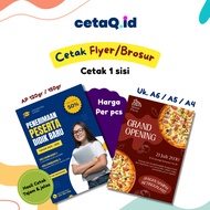 Cetaq.id Custom A5 A4 A6 Brochure 1 Side, Print Flyer on promotion
