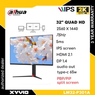 DAHUA LM32-P301A 31.5" GAMING MONITOR ( 31.5" IPS 2K QHD / 5ms / 75Hz / TYPE C 65W / HDMI + DP)