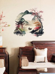 1個墨水風景壁貼,自粘貼紙裝修裝飾,適用於臥室、客廳、門廳