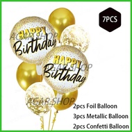 ❆ ❦ ◗ ℱ Agar.shop 7pcs Happy Birthday Foil Balloon Set Birthday Party Deco