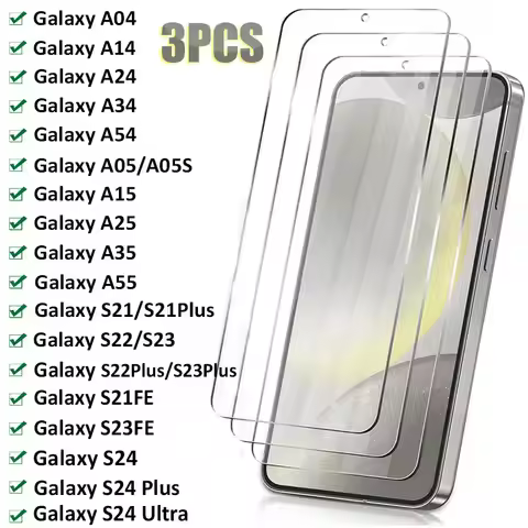 3PCS Tempered Glass for Samsung A54 A34 A24 A14 A04 A15 A05S A25 A35 A55 Screen Protector for Samsun