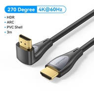 Vention 4K HDMI 2.0 Cable UHD High Speed TV Cable 90 Degree Right Angle Adapter Connector for 4k sma