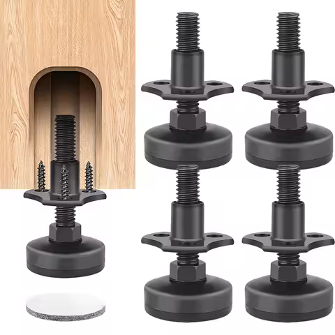 4PCS Adjustable Leveling Feet Heavy Duty Furniture Levelers 3/8in-16 Thread Cupboard Feet for Tables
