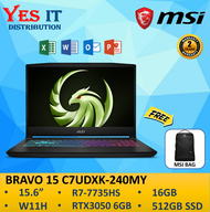 MSI Bravo 15 C7UDXK-240MY Gaming Laptop (R7-7735HS/16GB/512GB /15.6 FHD 144Hz/RTX 3050 6GB /W11+OFFI