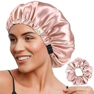 YANIBESTAdjustableSatinBonnetDoubleLayerHairBonnetforingBonnetsforWomenHatsCurlyHair,BlushPink IYX7