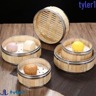 TYLER1 Steamer Basket Dim Sum Gift Idea Bamboo Lid Steam Basket Kitchen Gadget Chinese Food Steamer