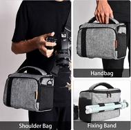 FOSOTO Compact SLR/DSLR Stylish Canvas Camera Bag Hand Bag Shoulder Crossbody Digital Camera Bag Case Compatible for Nikon P900 B500 D3500 D5600 D7500, Canon EOS T6 T7i T5 4000D 80D, Sony A73 Mirrorless Camera Shoulder Case Waterproof Rain Cover