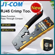 T-COM RJ45 RJ11 Pass Through Crimping Tool 8P 6P Cat6a Cat6 Cat5 Cat5e Modular Plugs Crimper Tool Set