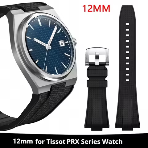 12mm Quick Release Rubber Strap for Tissot PRX Powermatic 40mm T137.407 T137.410 Men Convex Silicone