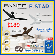 [YEOKA LIGHTS AND BATH] FANCO B-STAR CEILING FAN 36/46/52 Inch Ultra Silent DC Motor Ceiling Fan with 3 Tones LED Light and Remote Control